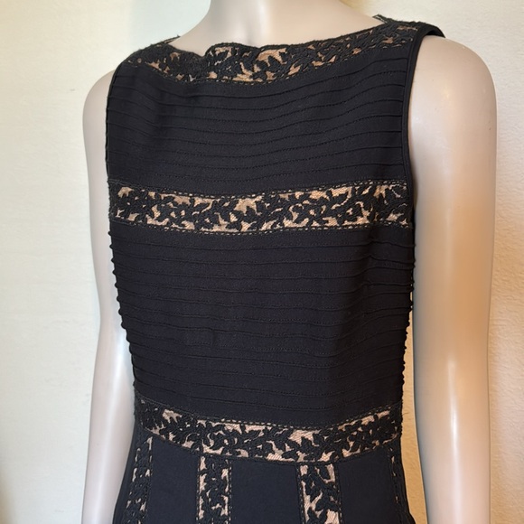 Tadashi Shoji Pintuck and Jersey lace dress in black/nude size small - Picture 3 of 12